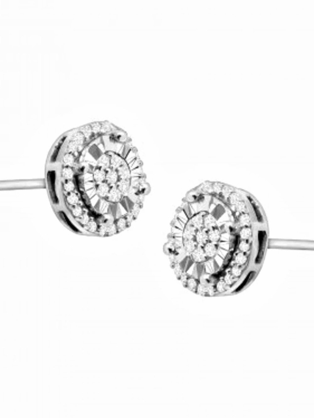 Silver-Tone Diamond Stud Earrings. NWOT.